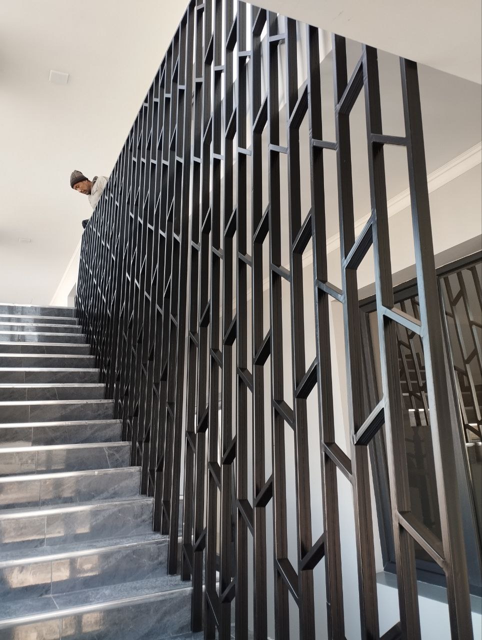 Stair railing inside a building