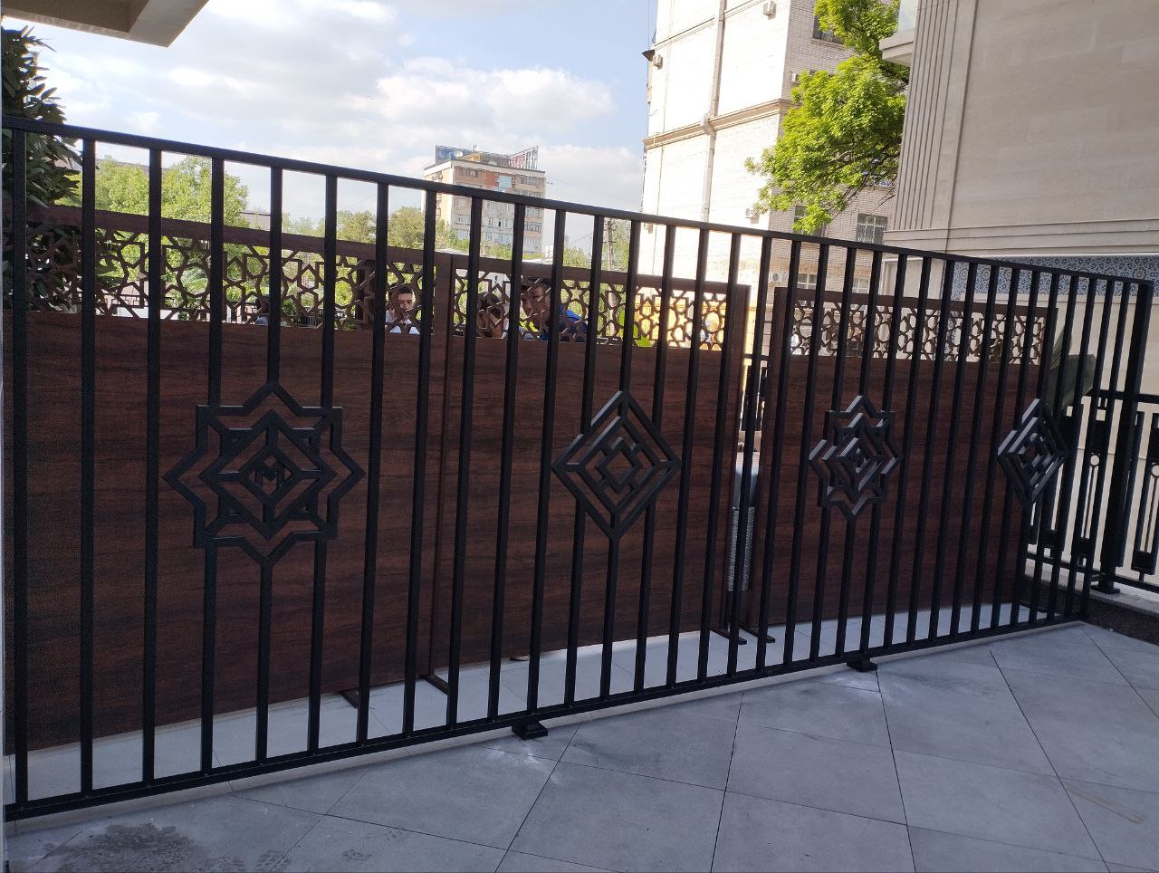 Terrace railing with decorative elements